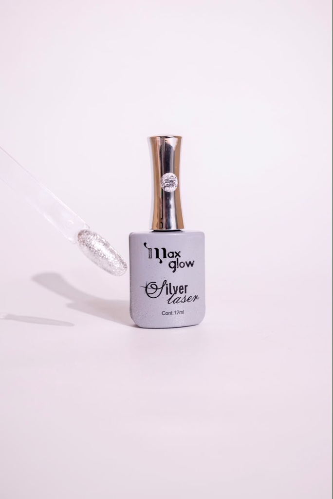 Silver Laser esmalte maxglow Esmalte plateado brillante frasco pequeno 12ml