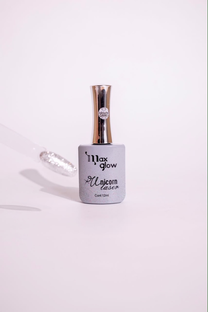 Unicorn laser esmalte MaxGlow Esmalte gris brillante frasco pequeno tapa metalica 12ml