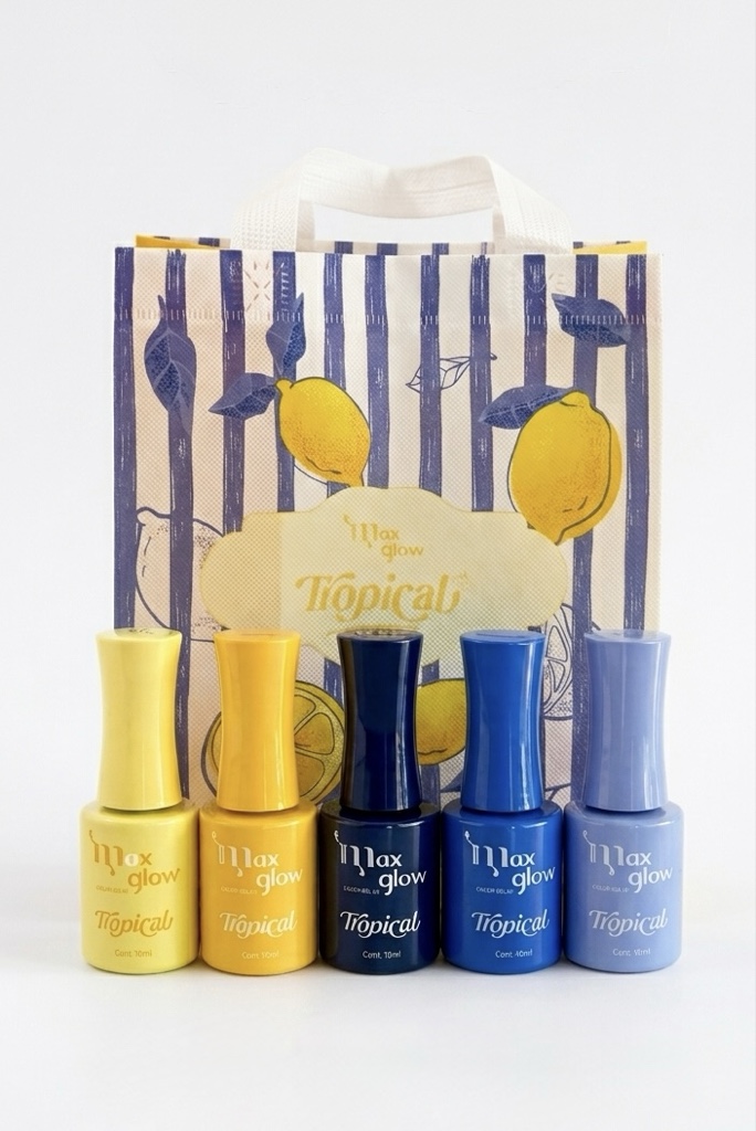 Maxglow Tropical esmaltes Esmaltes coloridos en frascos pequenos con bolsa estampada