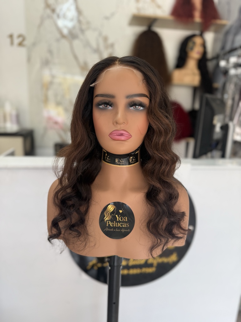 Cabello Raw de alta calidad 20 pulgadas Color morena iluminada Frontal 5x5 Full HD Para usar con o sin pegamento