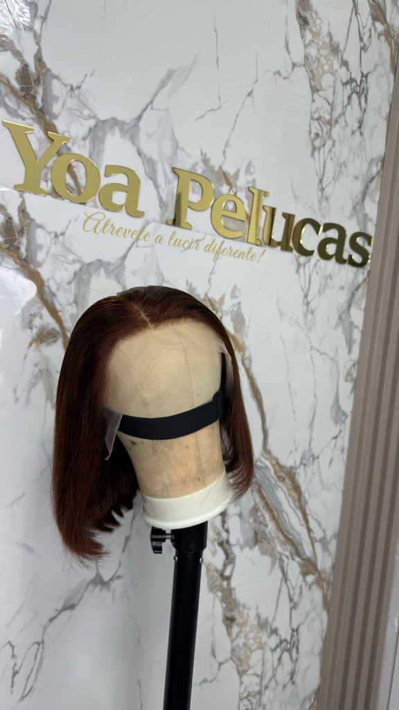 Corte Bob 10 Pulgadas frontal 13×4, calidad 15A marrón