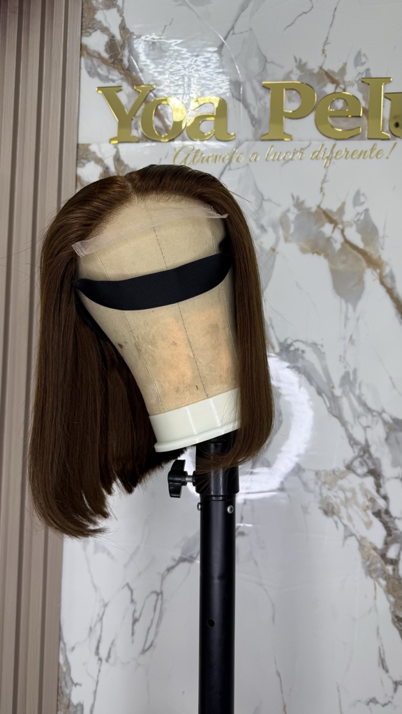 Peluca, corte Bob frontal 5x5, calidad 15A 12 Pulgadas