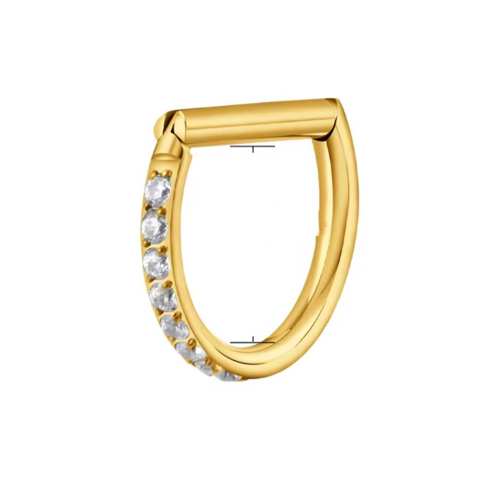 NEW Argolla Clicker Titanio G23 - Forma D Half Zirconias Laterales (1,2mm) (16G)