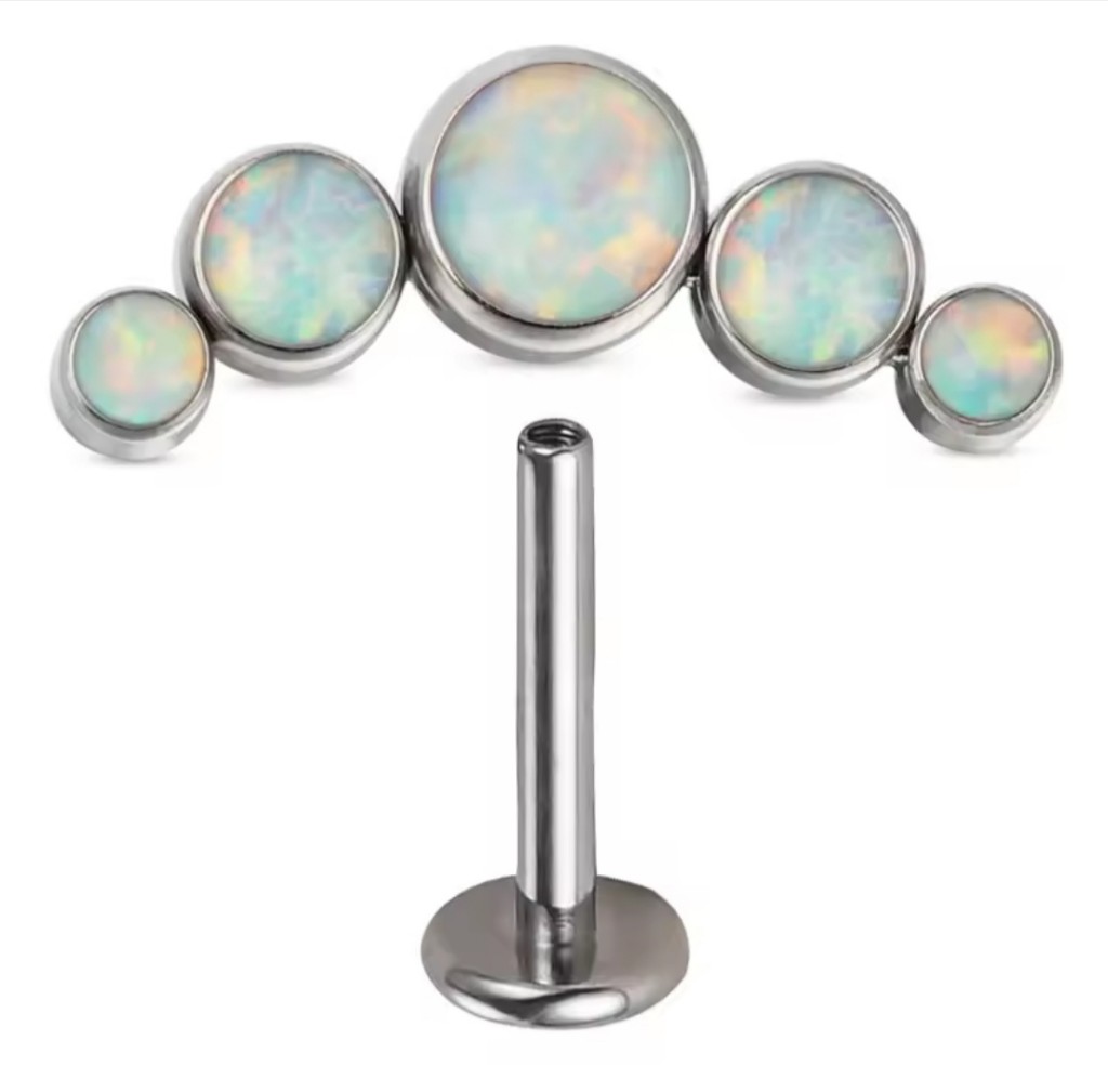 NEW Labret (HC) Titanio ASTM F-136 - Cluster 5 opalitas (1,2mm;8mm) (16G)