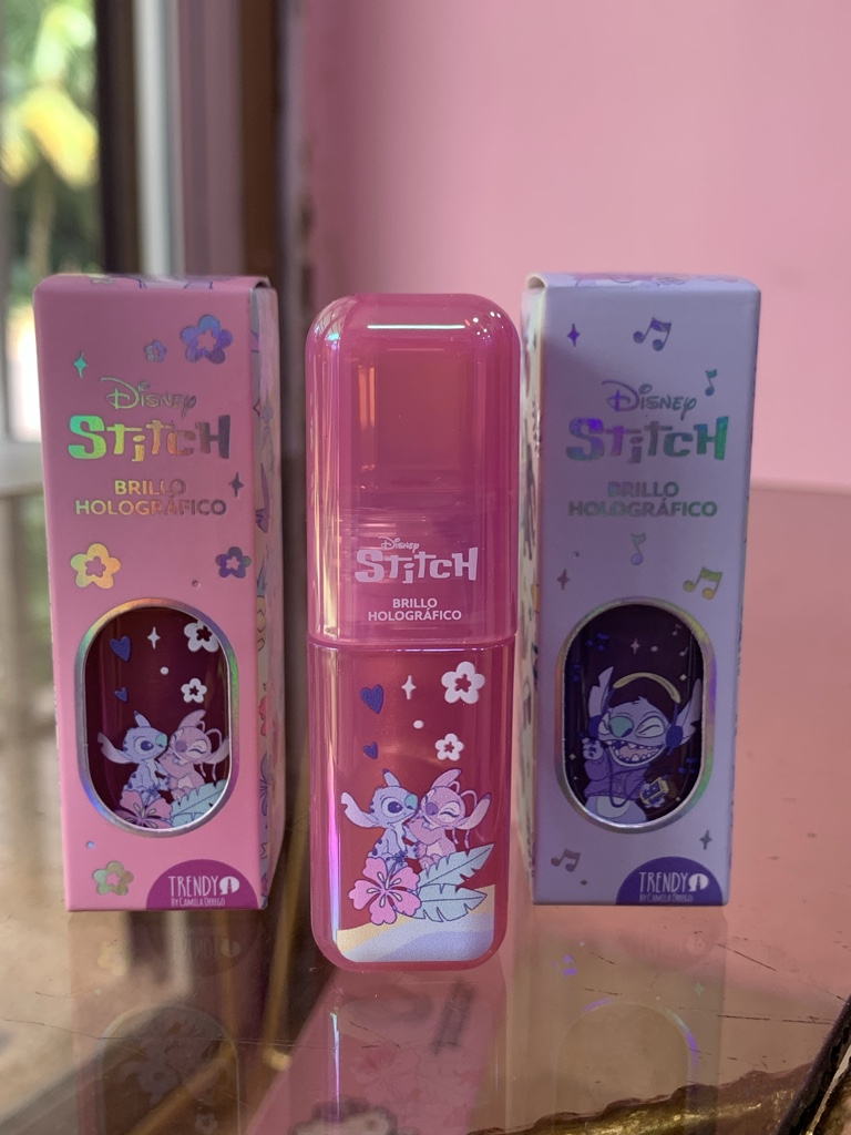 Disney Stitch brillo holografico rosa