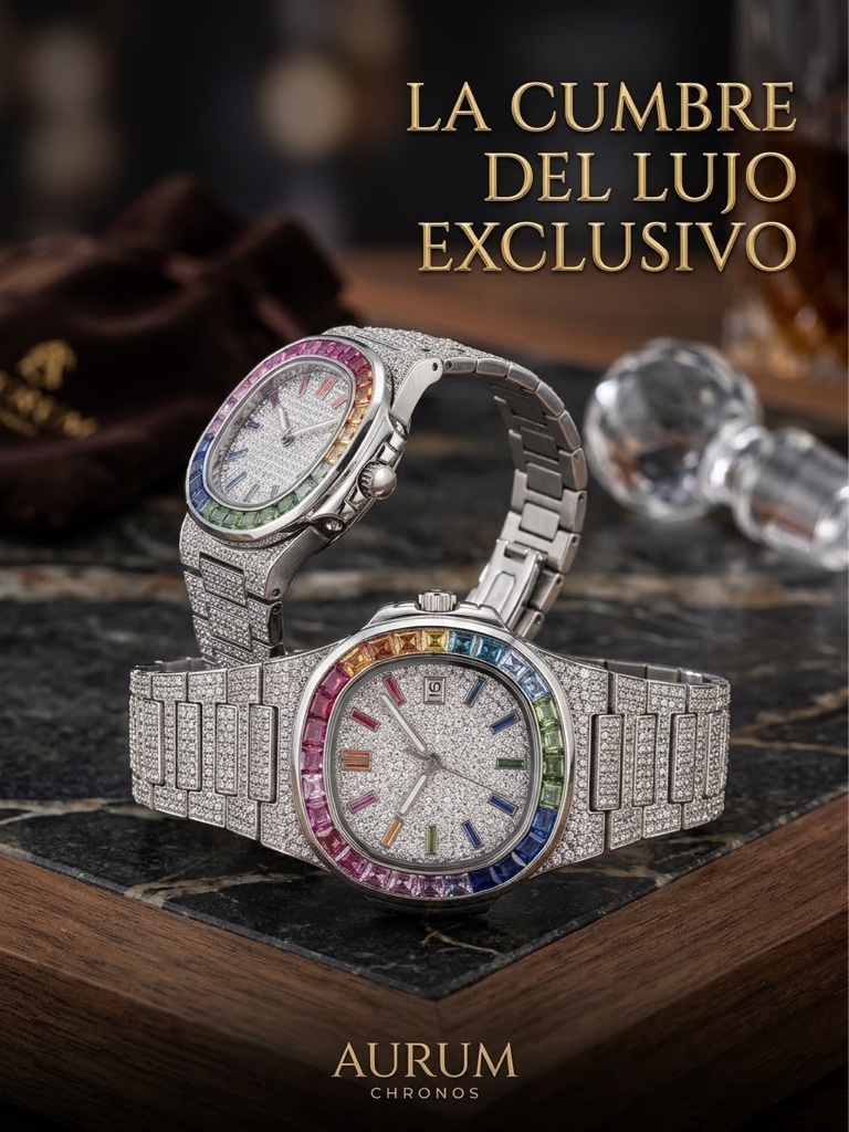 Reloj Cubano Diamante Plata