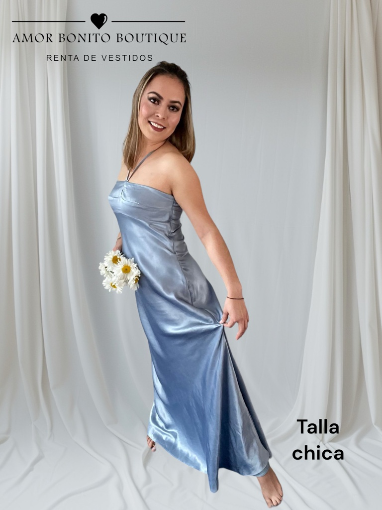 Vestido azul satinado