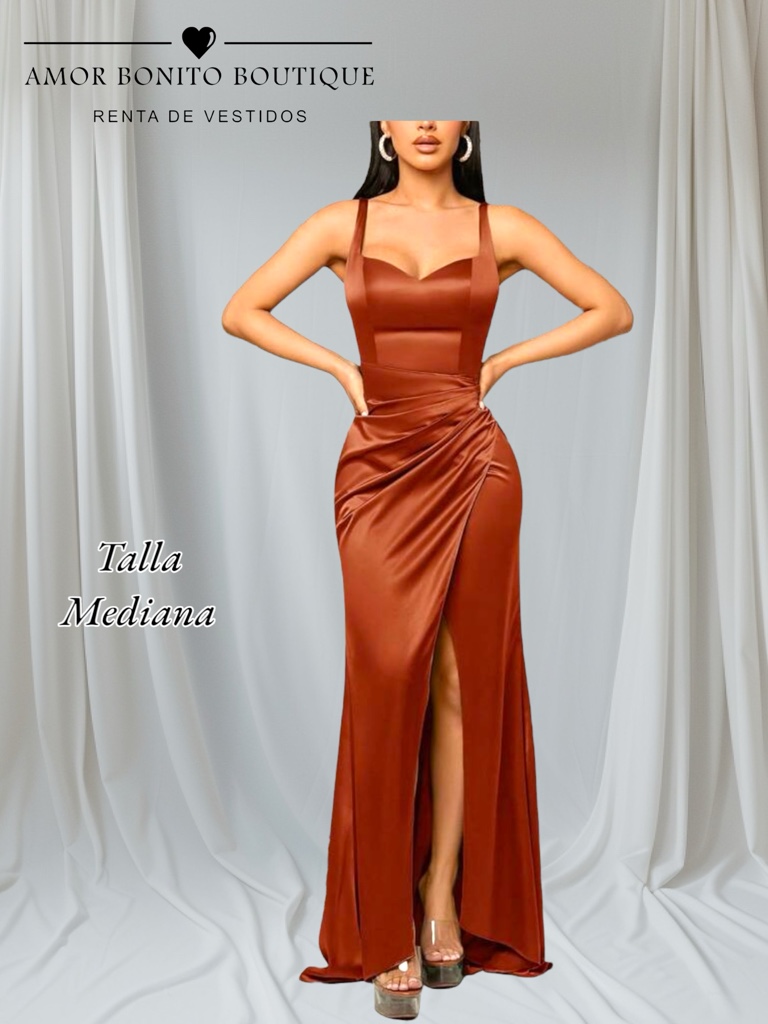 Vestido terracota satinado