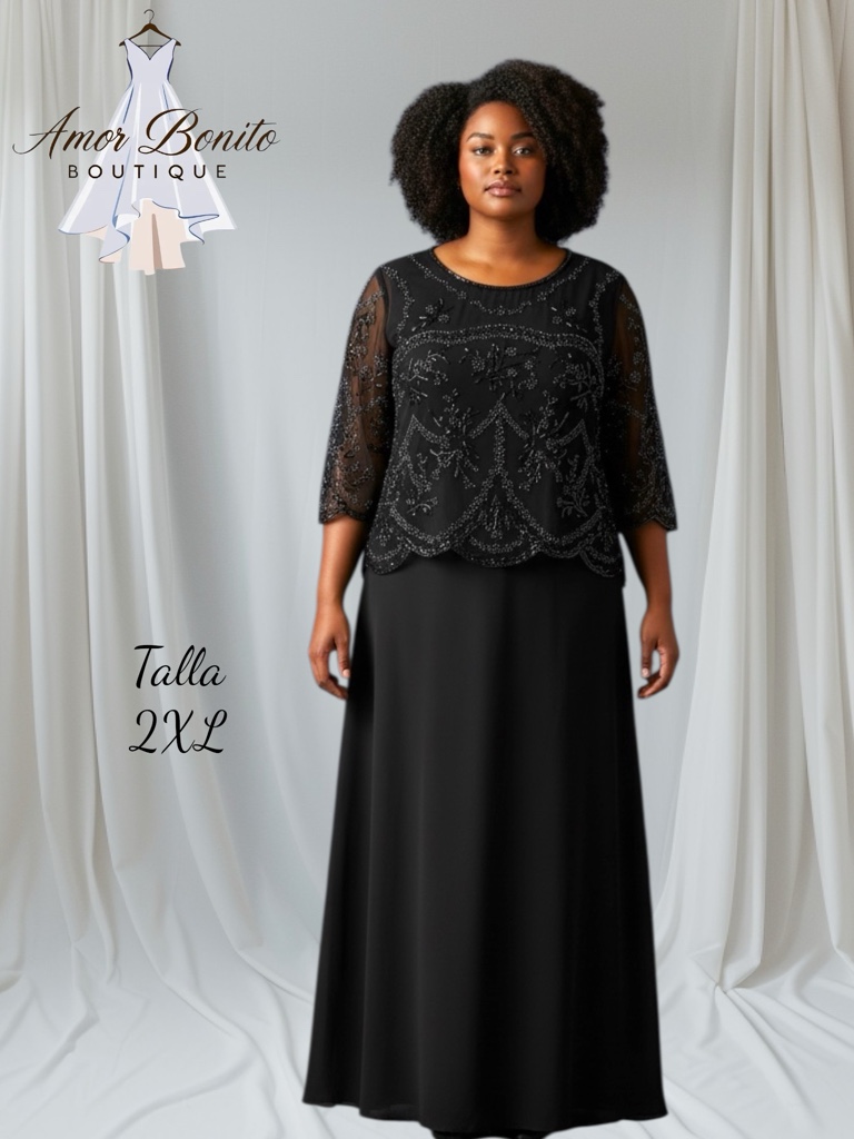 Vestido negro canutillo
