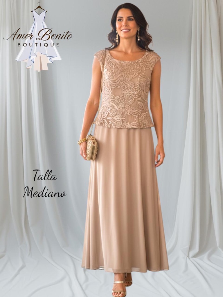 Vestido beige encaje