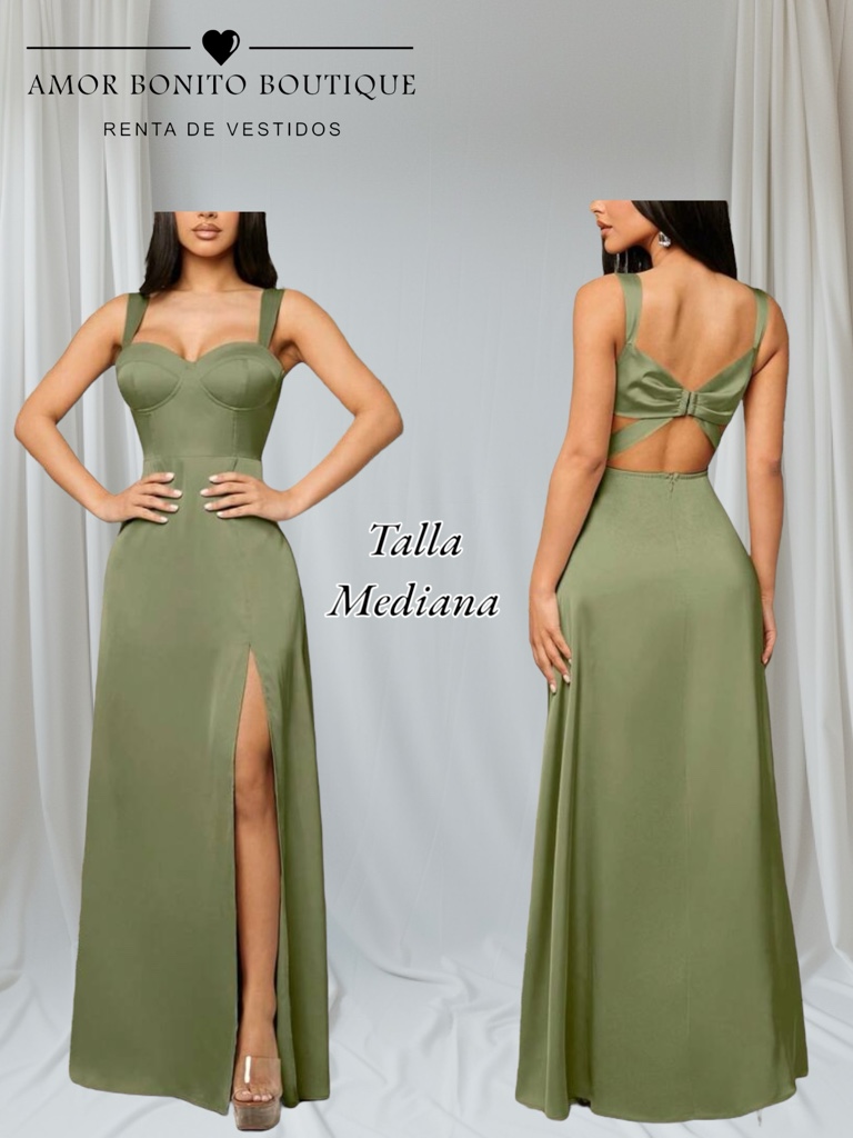 Vestido verde olivo satin