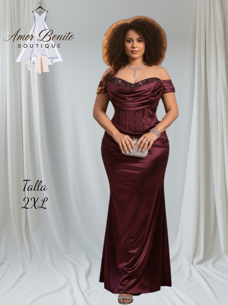 Vestido borgoña satin
