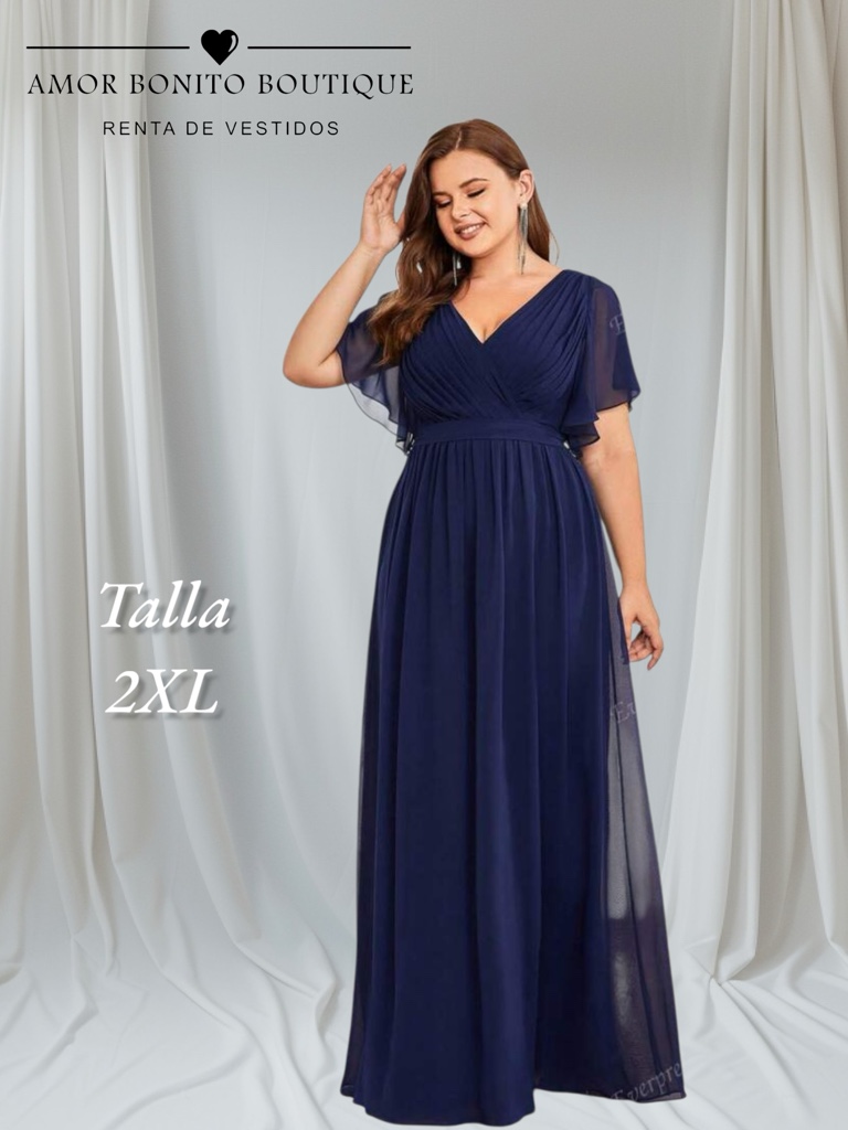 Vestido azul marino mangas de gasa