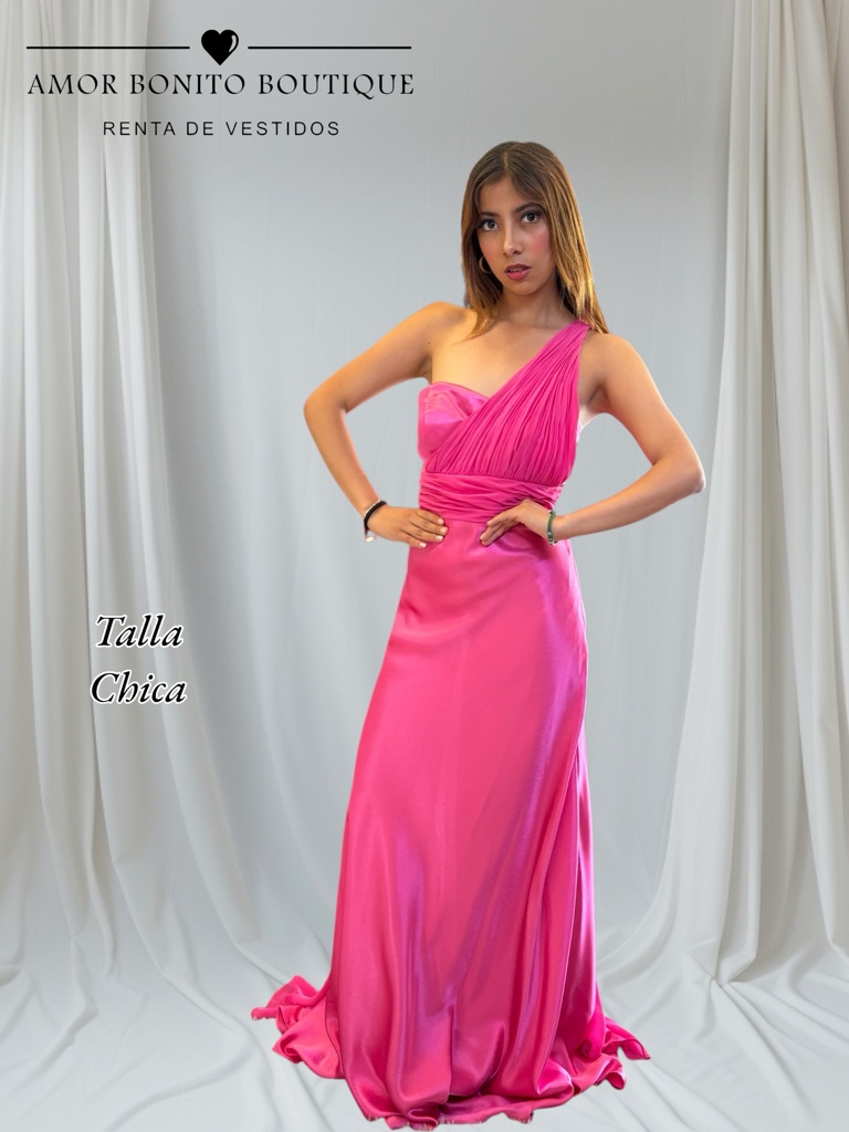 Vestido rosa 1 hombro