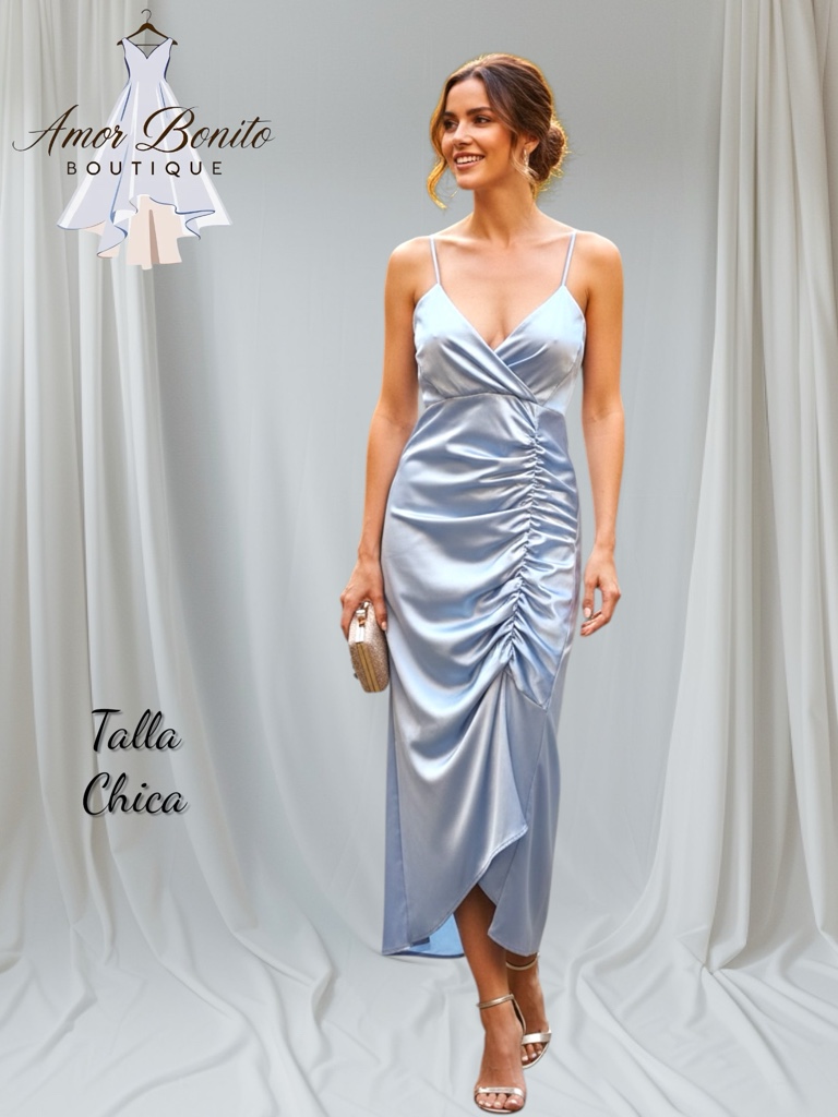 Vestido azul cielo satin