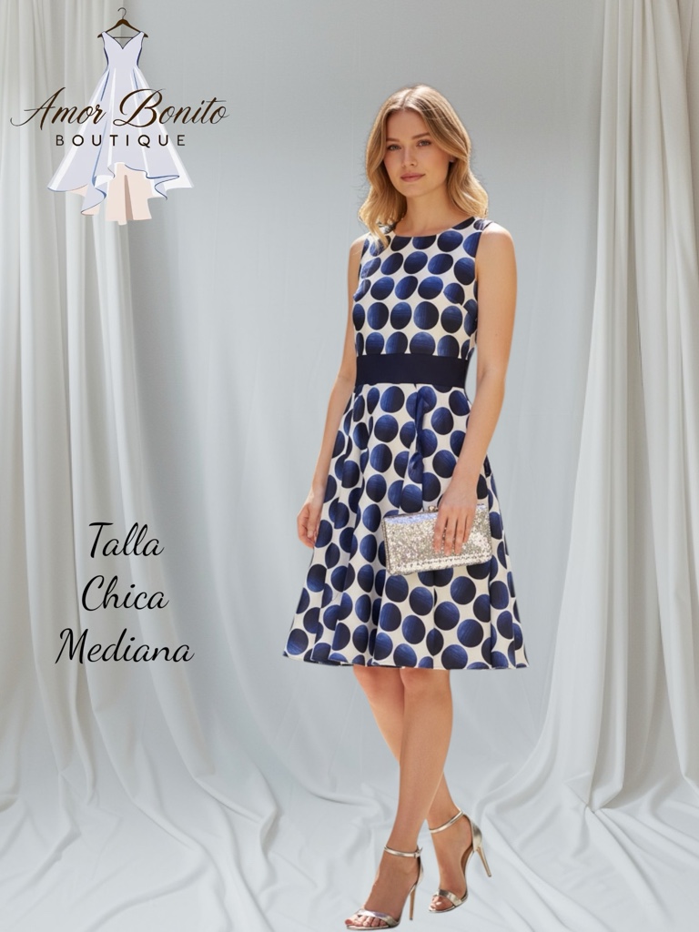 Vestido corto azul lunares