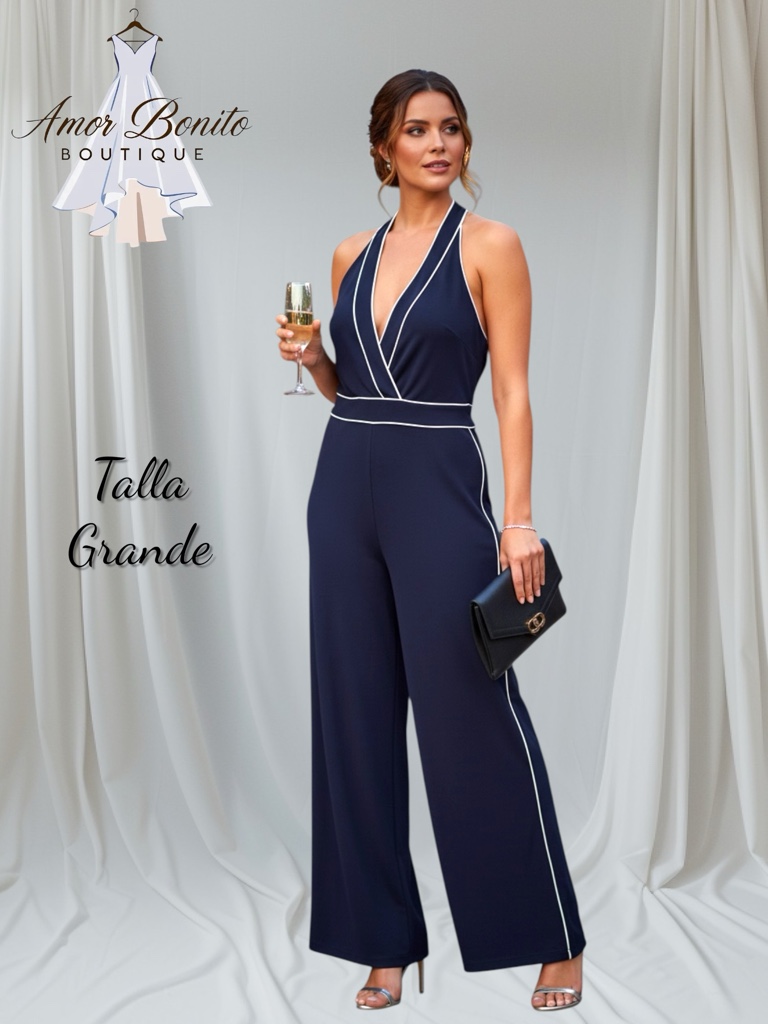 Jumpsuit negro detalles en blanco