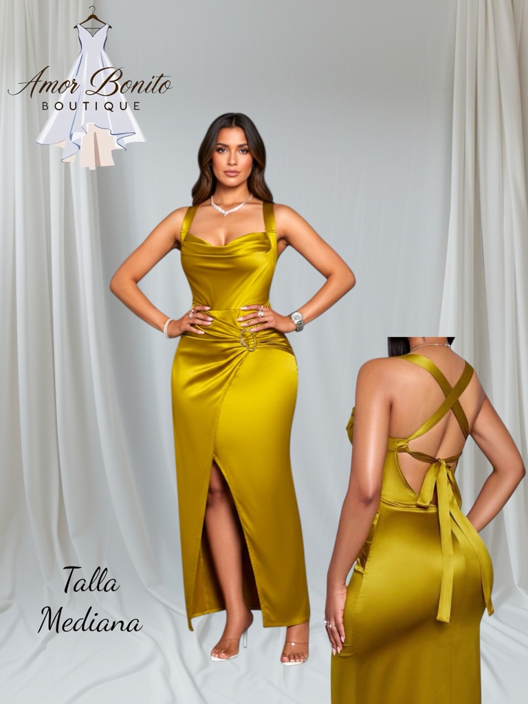 Vestido satin mostaza