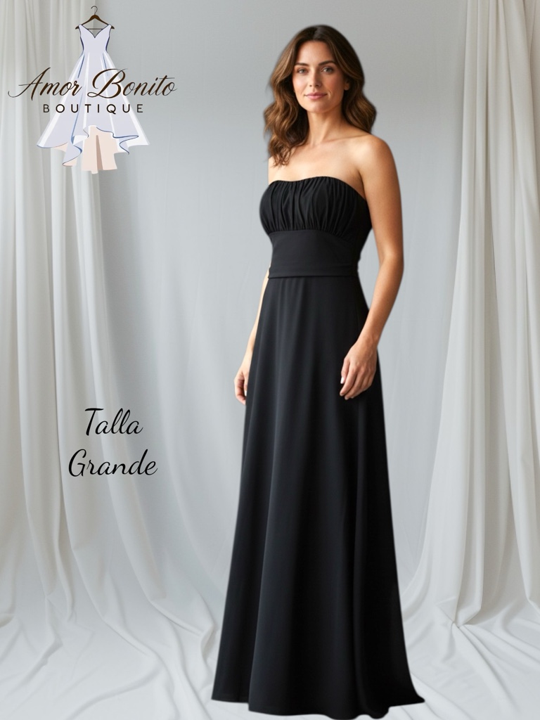 Vestido negro strapless Gasca