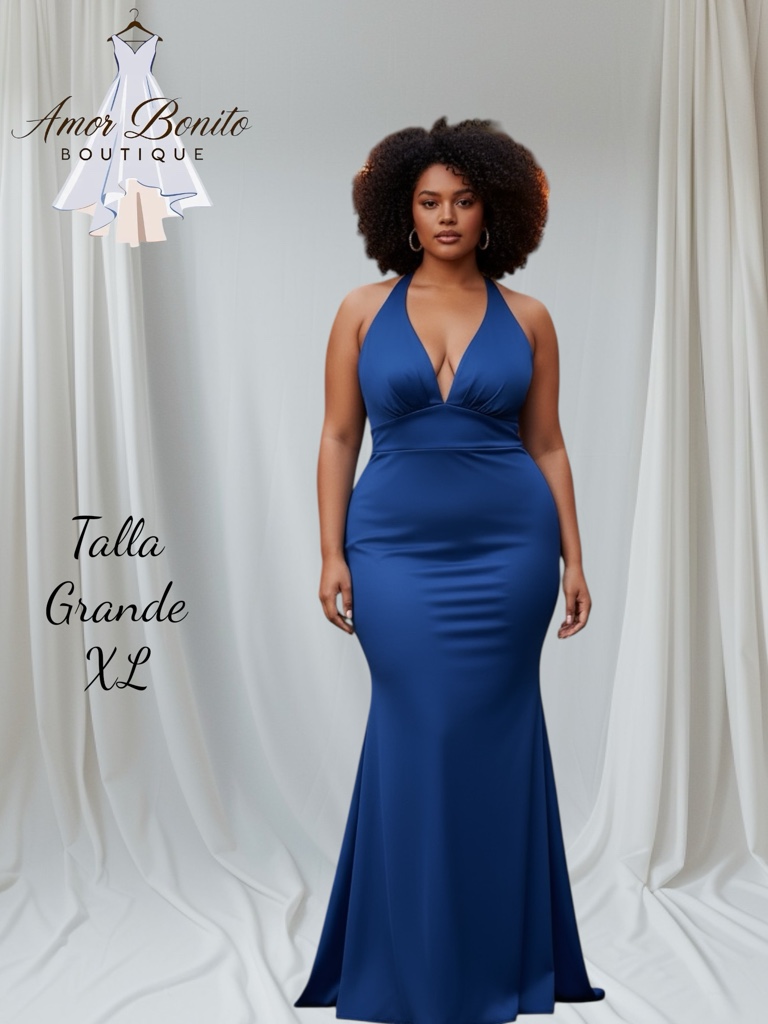Vestido azul marino halter