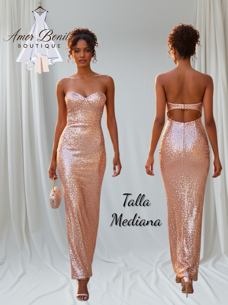 Vestido golden rose lentejuelas