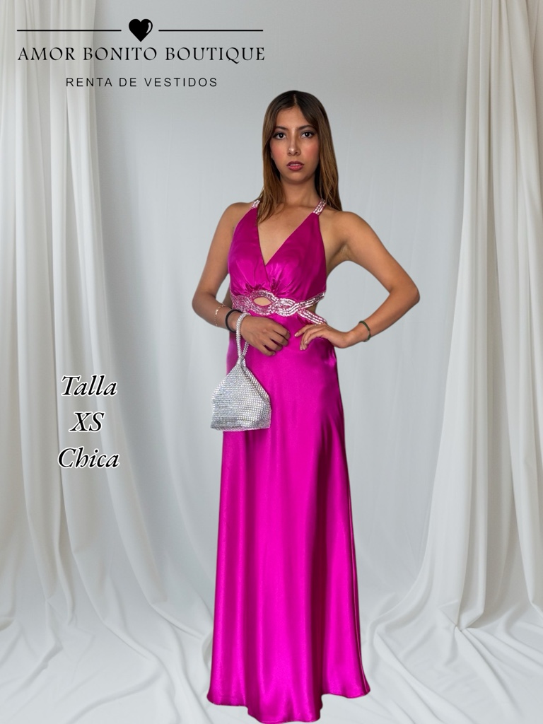 Vestido fucsia satin