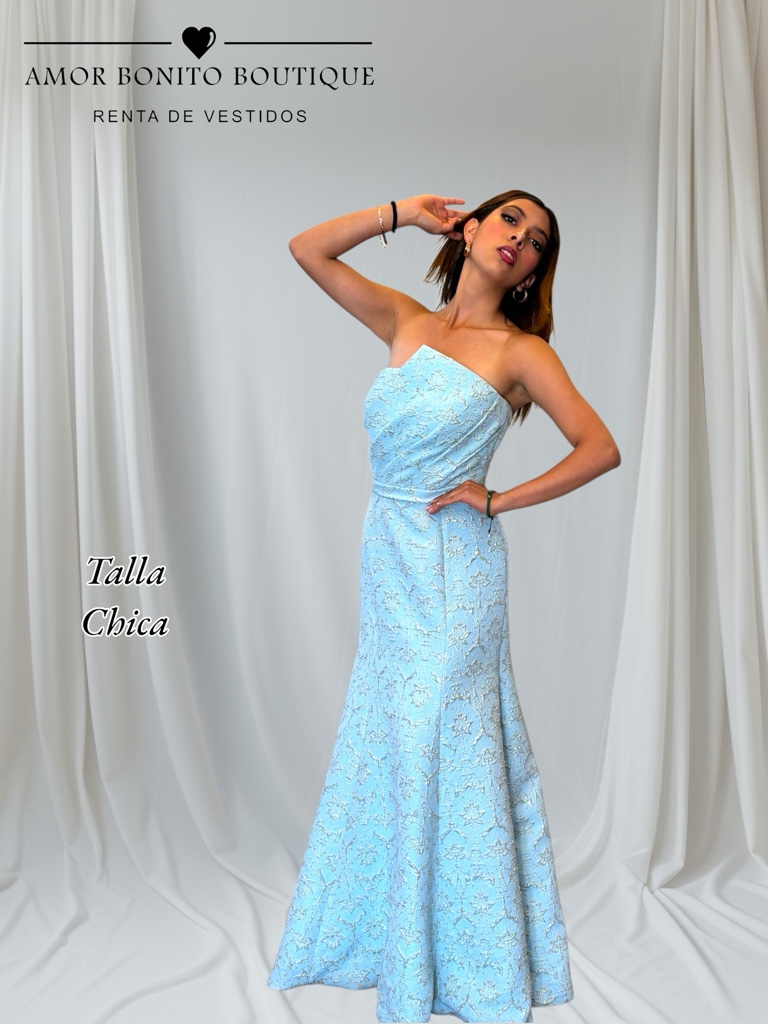 vestido azul cielo dorado