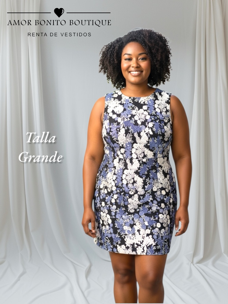 Vestido floral azul y blanco corto