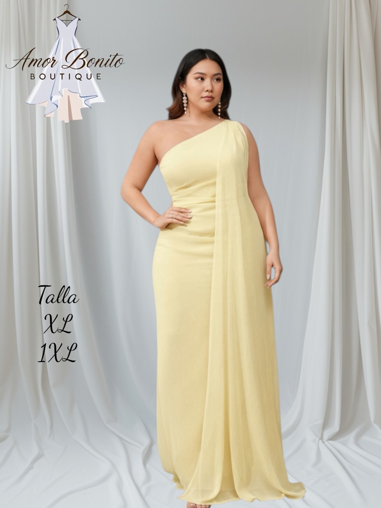 Vestido amarillo mantequilla gasa