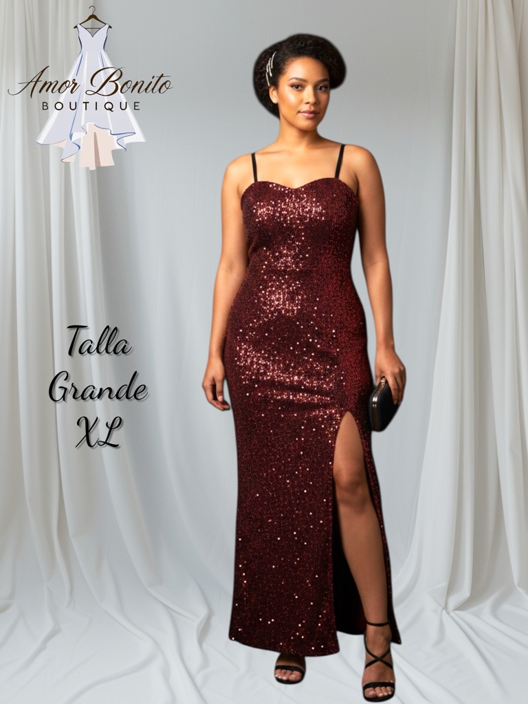 Vestido vino negro lentejuela