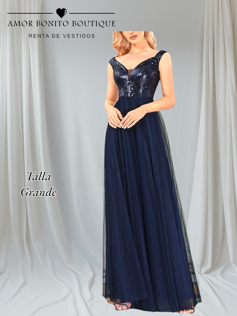 Vestido azul marino largo