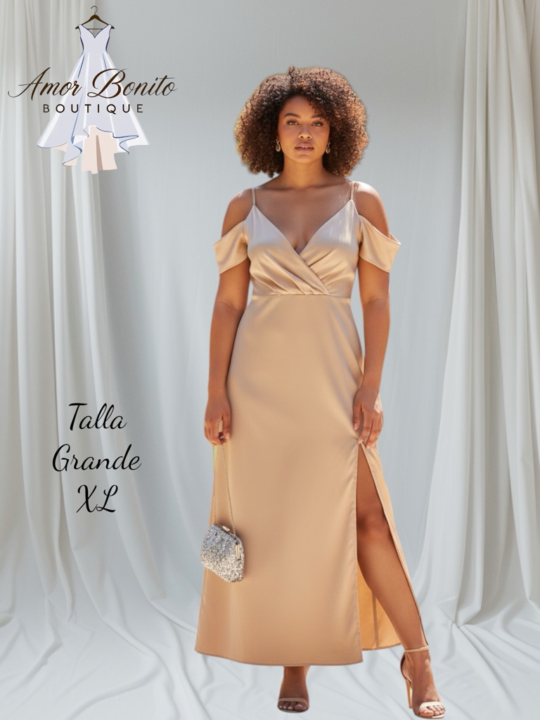 Vestido beige manga colagante