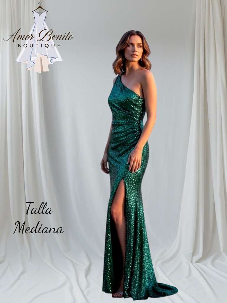 Vestido verde esmeralda lentejuela