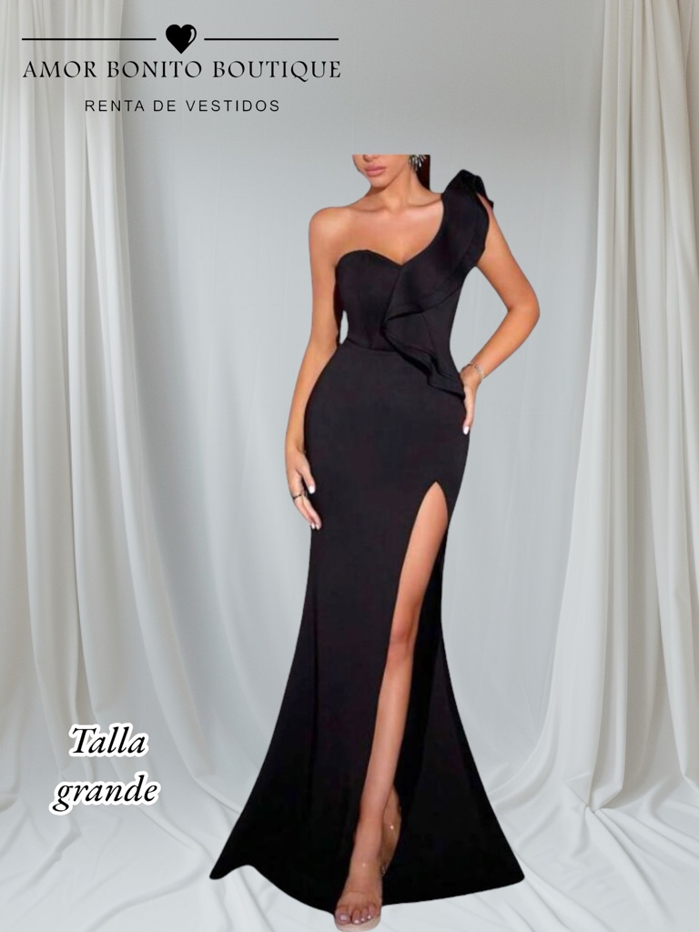 Vestido negro 1 hombro elegante
