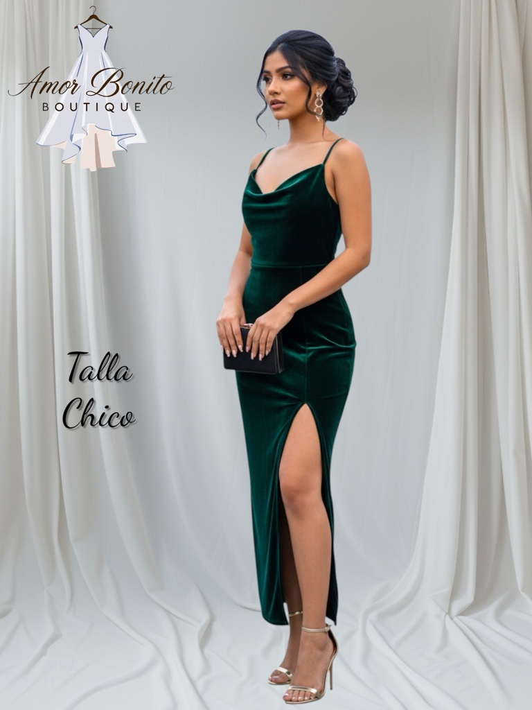 Vestido verde terciopelo cóctel