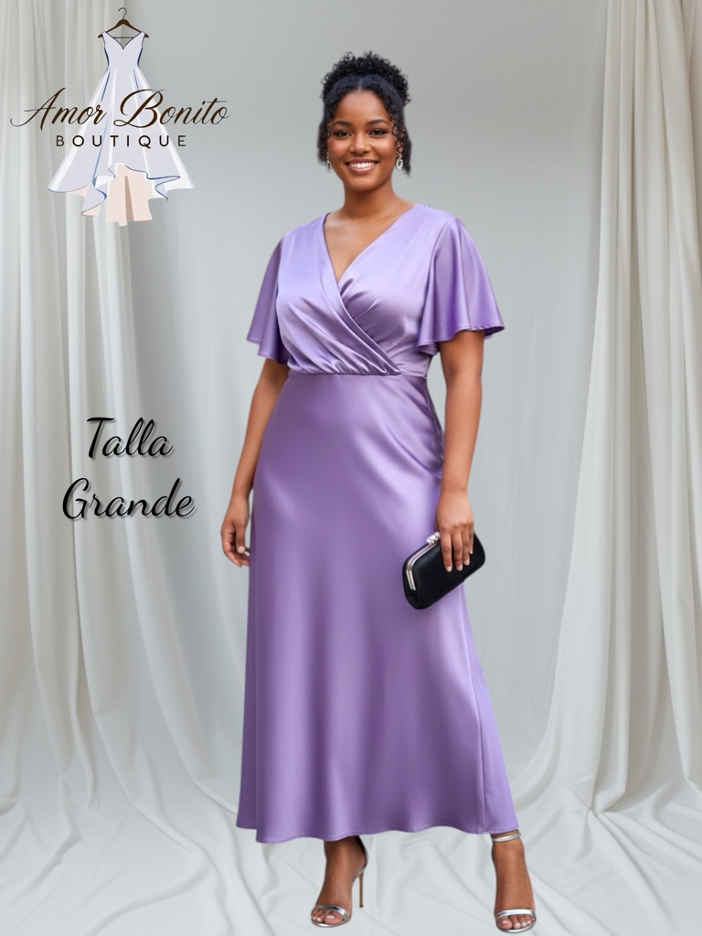 Vestido lila mangas