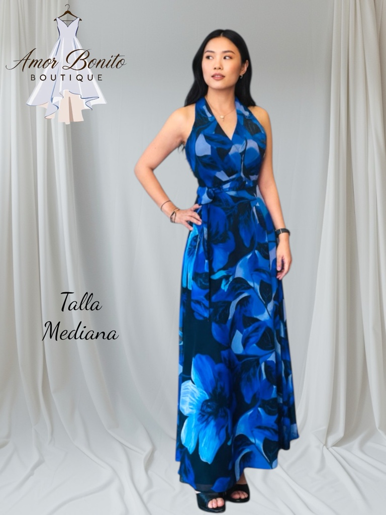 Vestido azul floreado