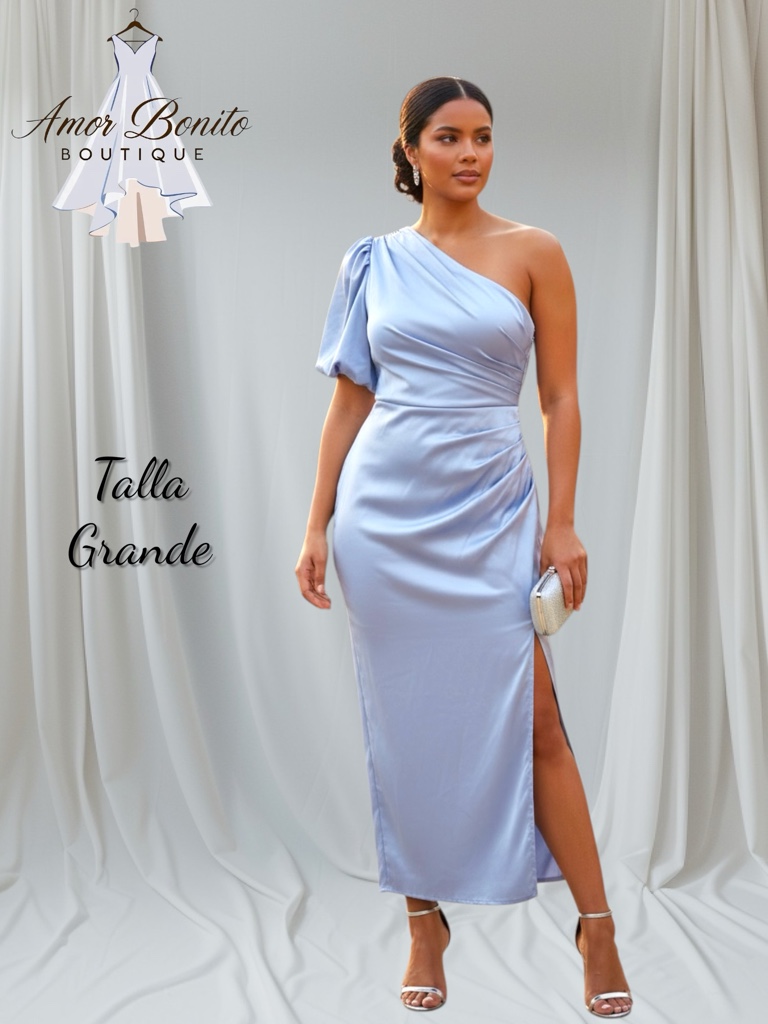 Vestido lila hombro unico