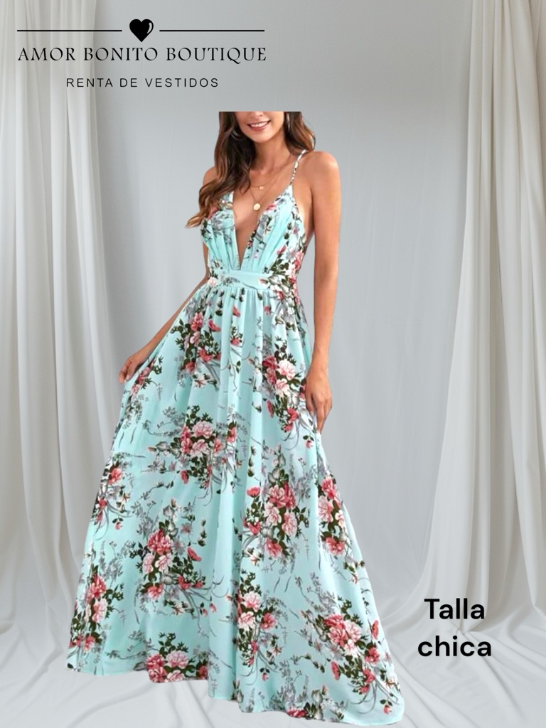 Vestido floral aqua