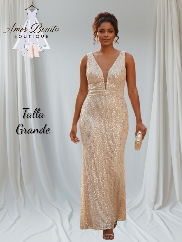 Vestido  beige lentejuela