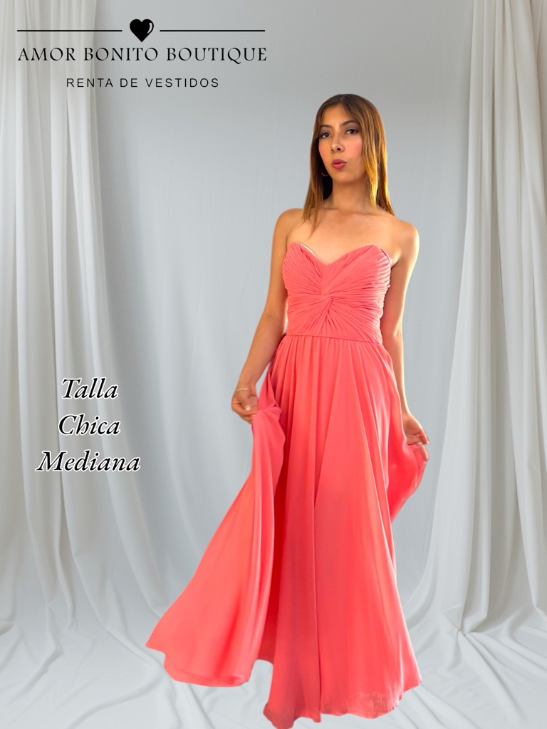 Vestido coral strapless