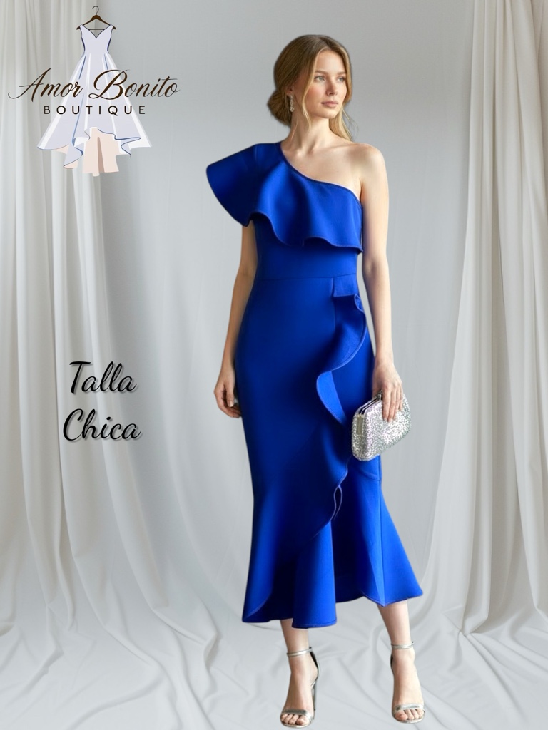 Vestido azul rey coctel sirena