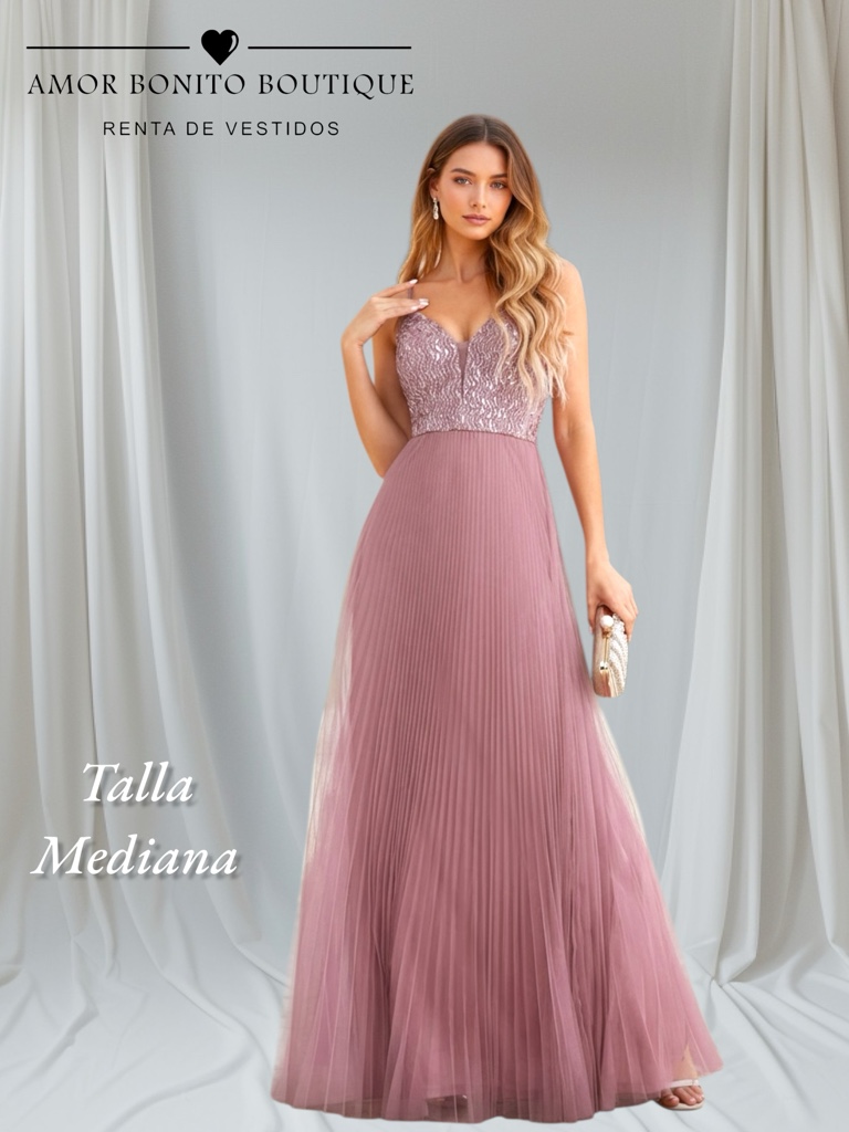 Vestido rosa canela