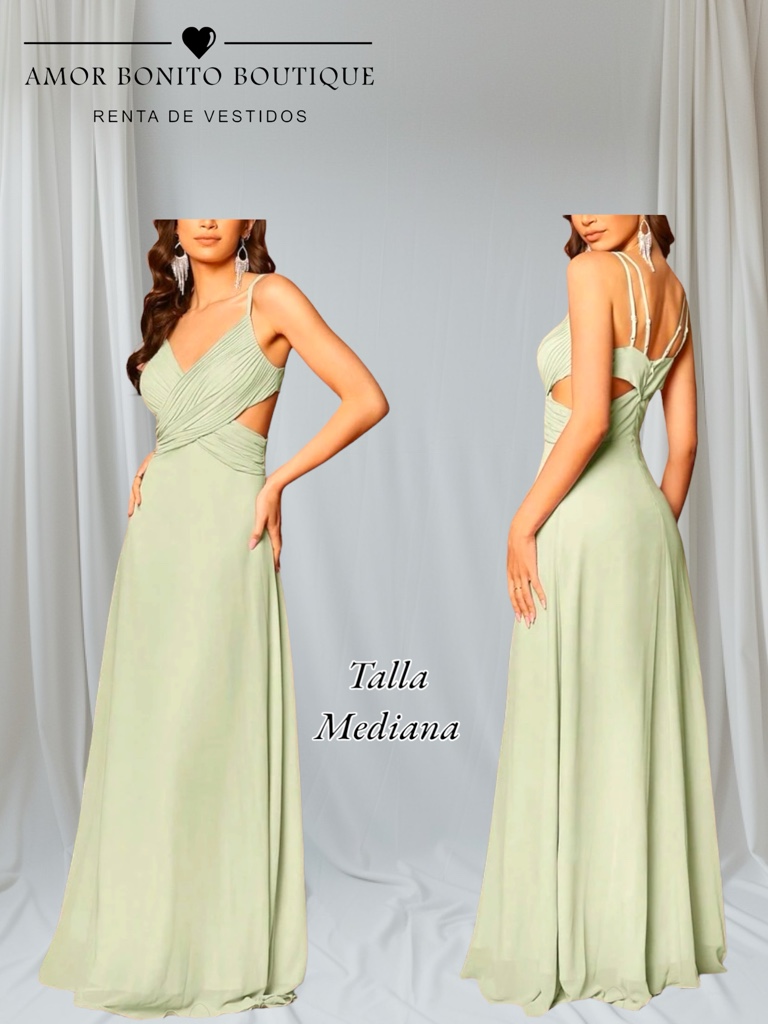Vestido verde menta largo
