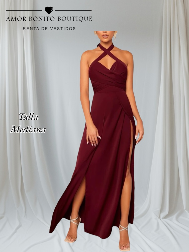 Vestido borgoña largo