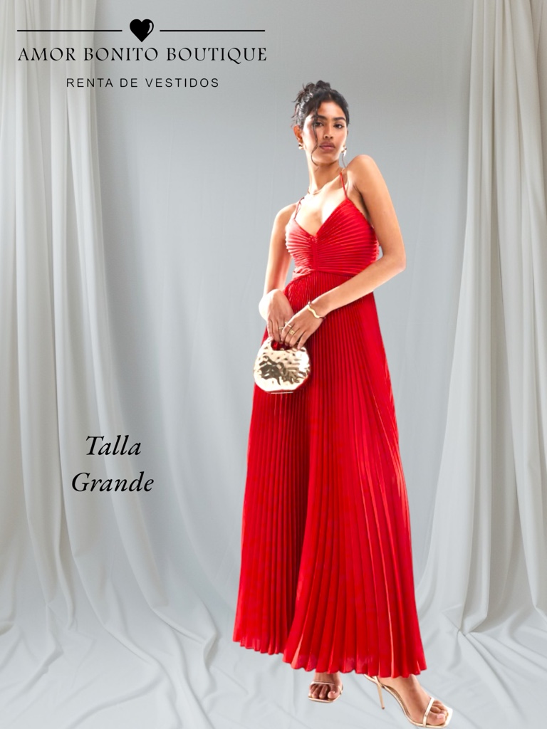 Vestido rojo satin tableado