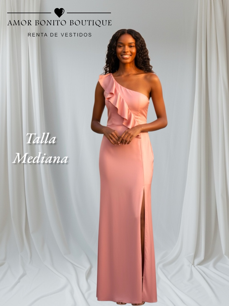 Vestido palo de rosa 1 hombro
