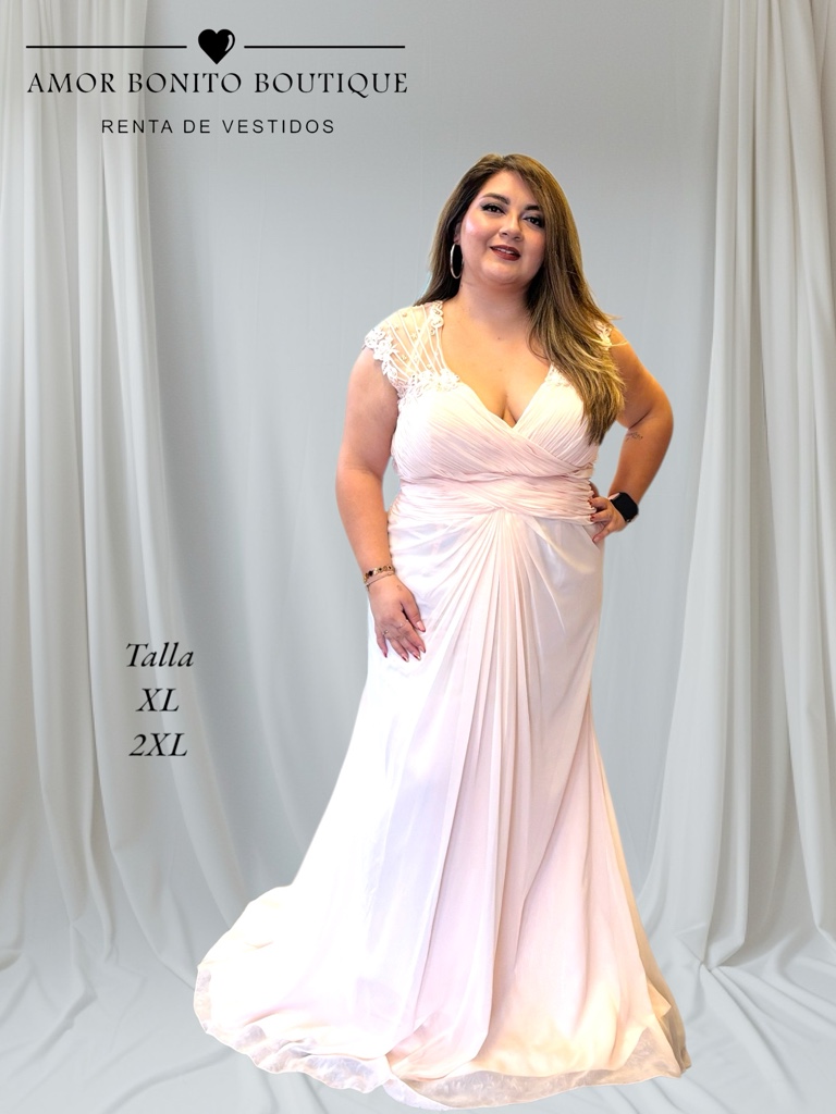 Vestido largo rosa pálido