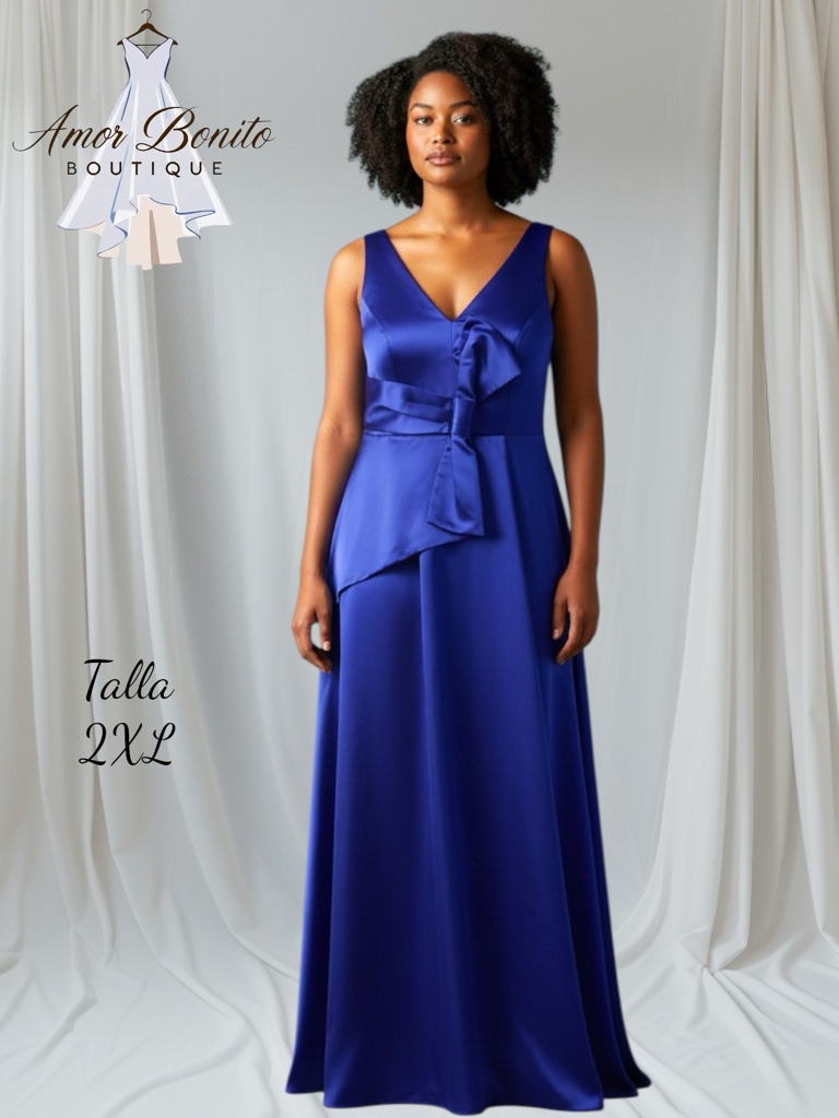 Vestido azul rey satinado