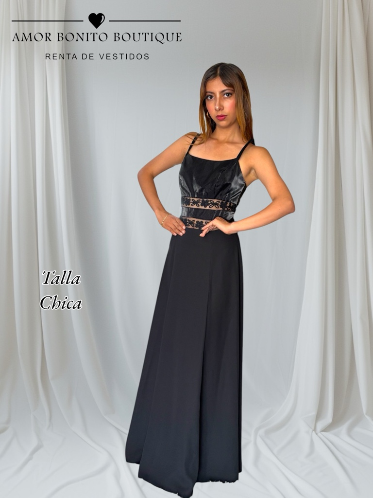 Vestido negro razo